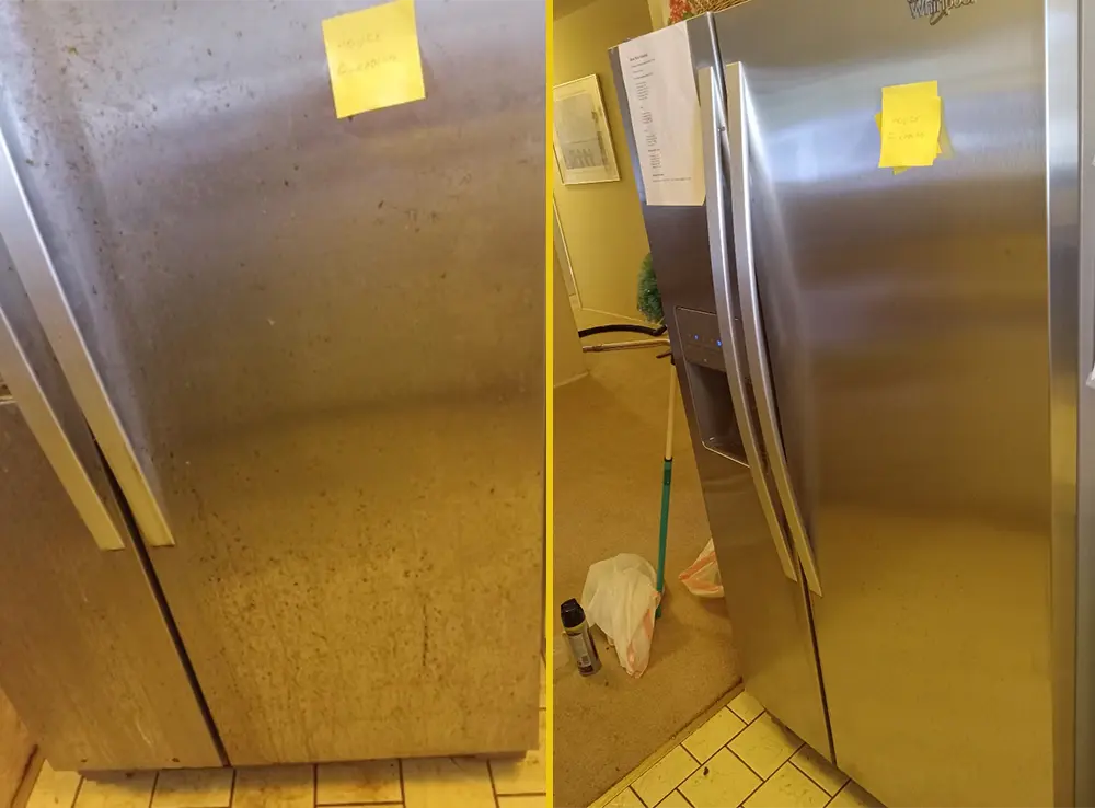 before and after refrigerator cleaning