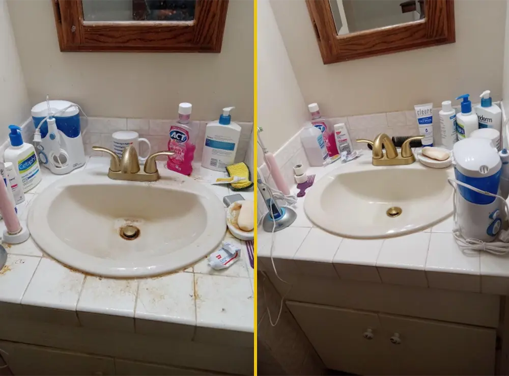 before and after bathroom cleaning