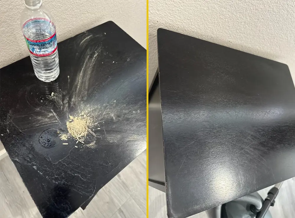 before and after tabletop cleaning